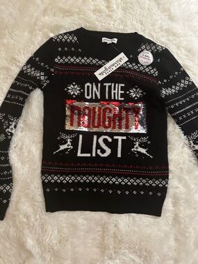 Ten Sixty Sherman Black White Red Sequin 'On The List' Kids Sweater